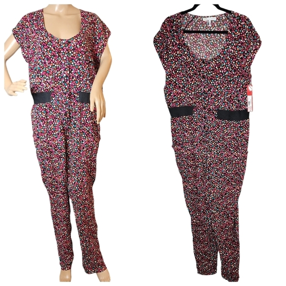 NWT French Connection floral jumpsuit. Pockets. Stretch waist.Size 14.